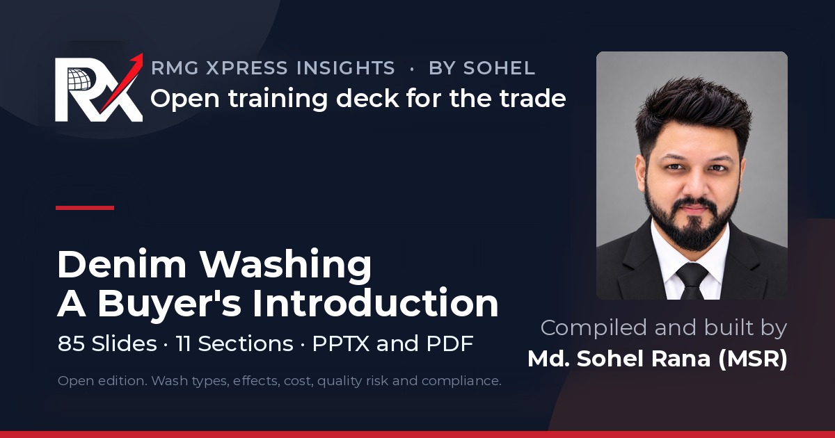 Cover card for Denim Washing: A Buyer's Introduction, an 85-slide open training deck