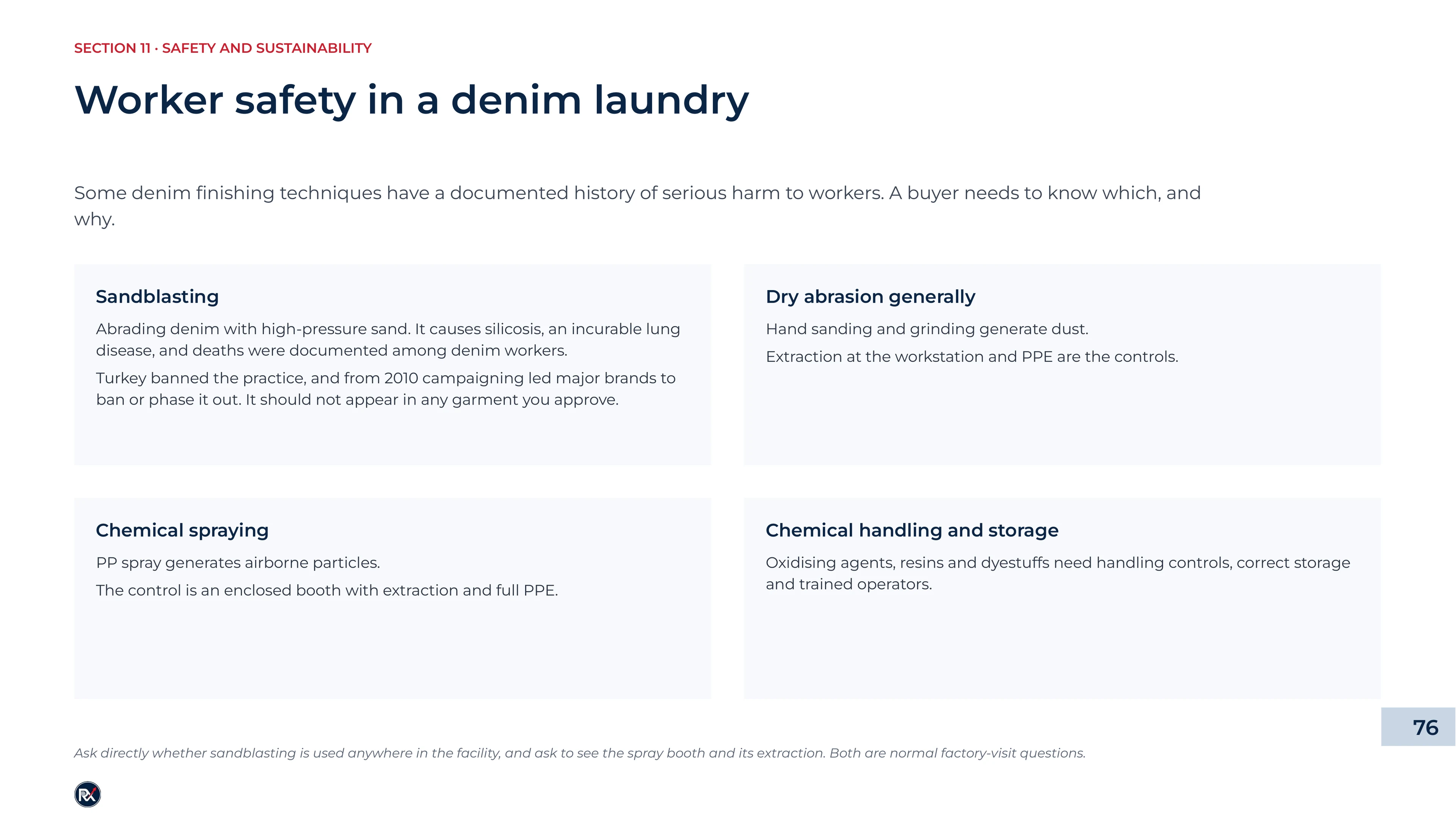 Slide 76 of 85: Worker safety in a denim laundry