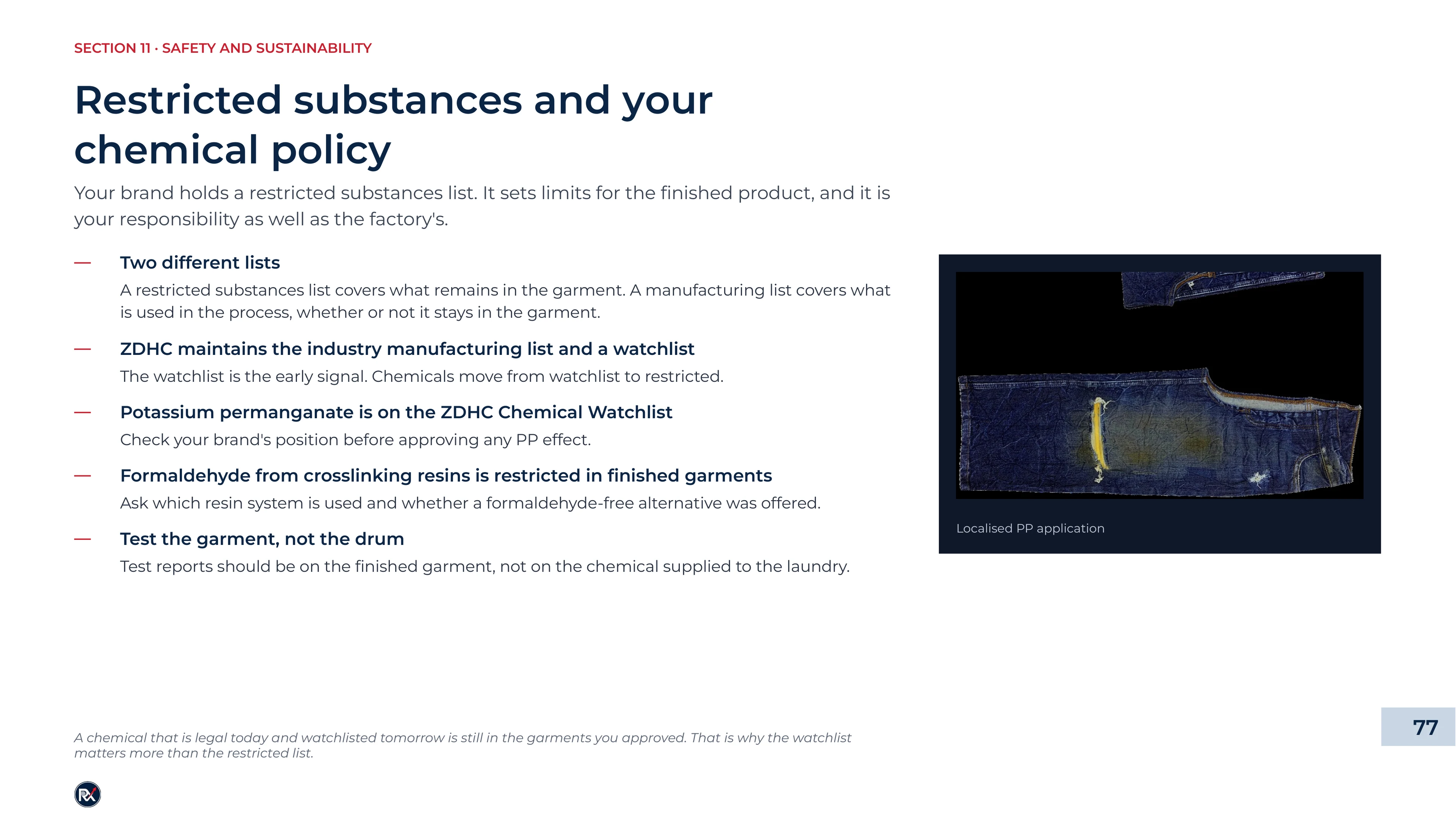 Slide 77 of 85: Restricted substances and your chemical policy