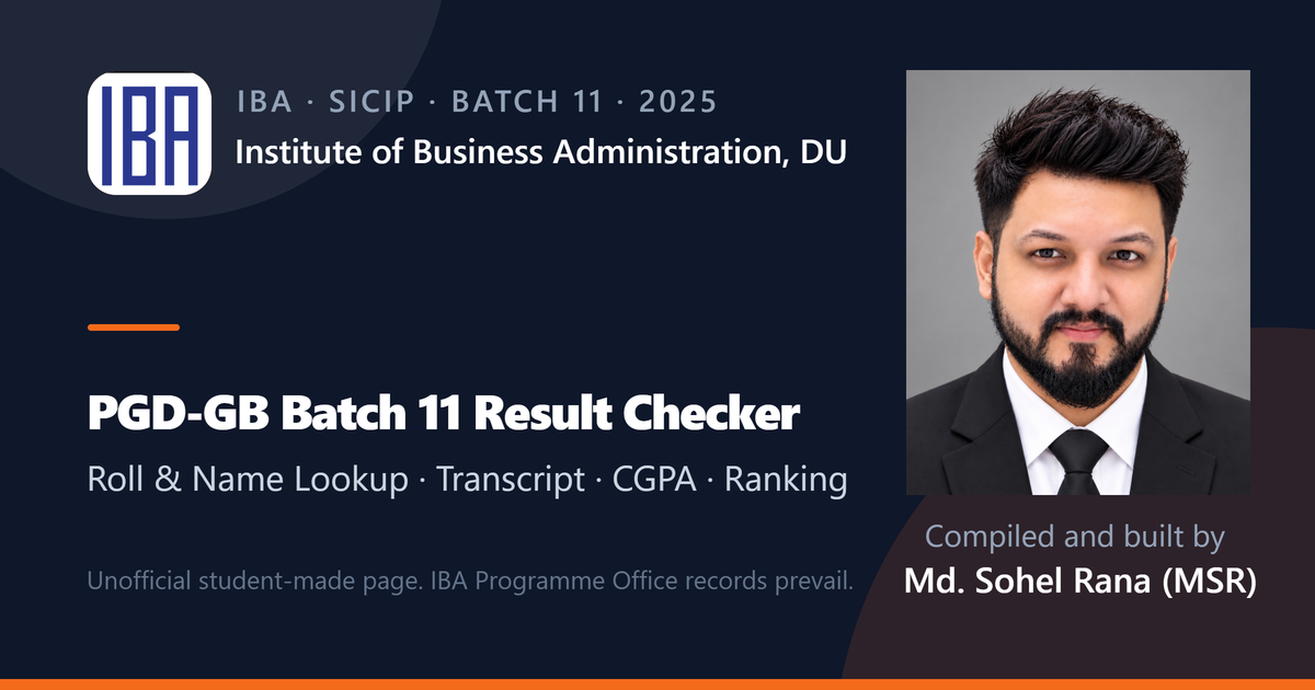 PGD-GB Batch 11 Result Checker. Roll and name lookup, transcript and CGPA.