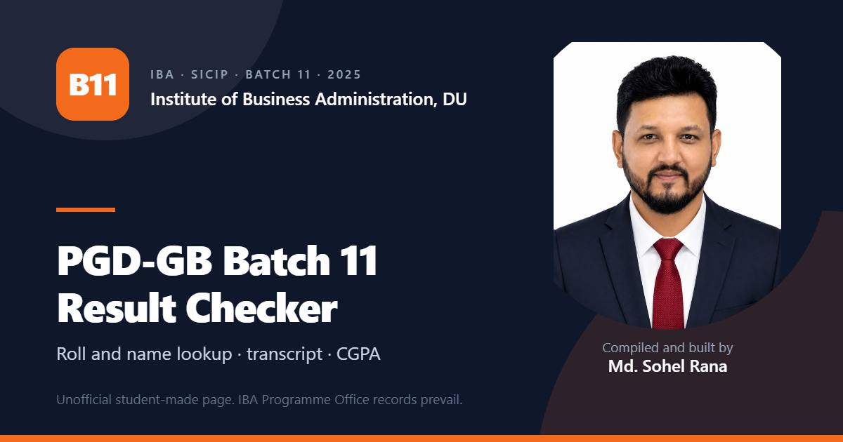 PGD-GB Batch 11 Result Checker. Roll and name lookup, transcript and CGPA.
